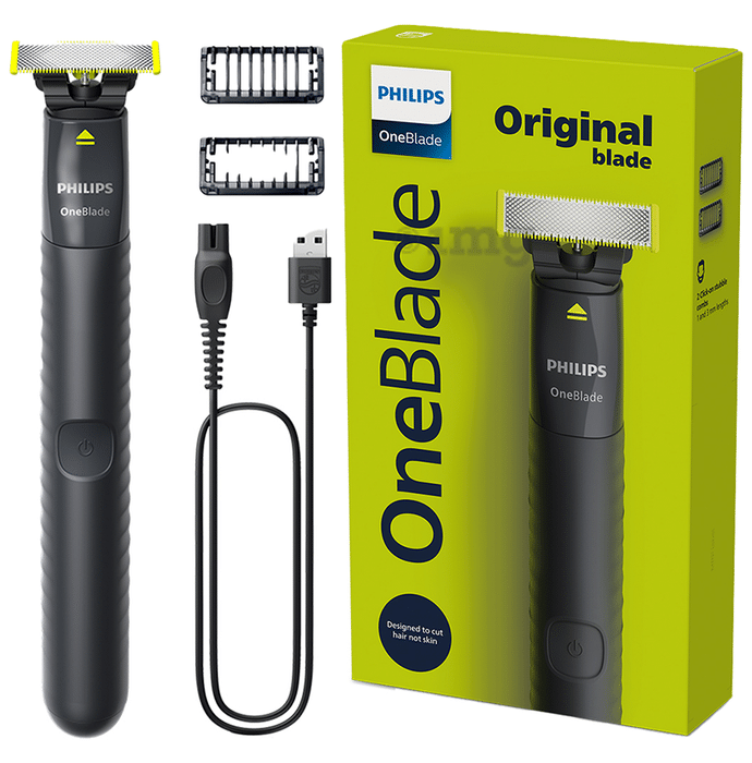 Philips QP1424/10 OneBlade Hybrid Trimmer and Shaver with Dual Protection Technology with 2 Trimming Combs