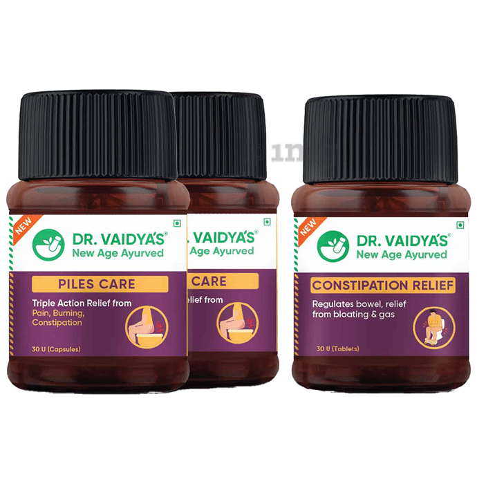 Dr. Vaidya's Combo Pack of Piles Care Capsule and Constipation Relief Tablet (30 Each)
