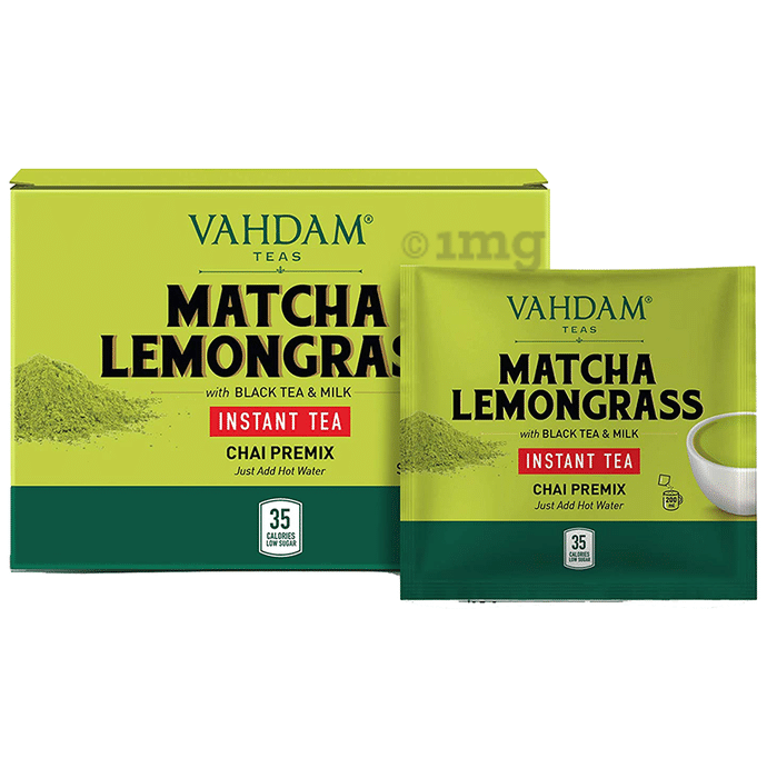 Vahdam Teas Instant Tea Chai Premix Sachet (8gm Each) Matcha Lemongrass