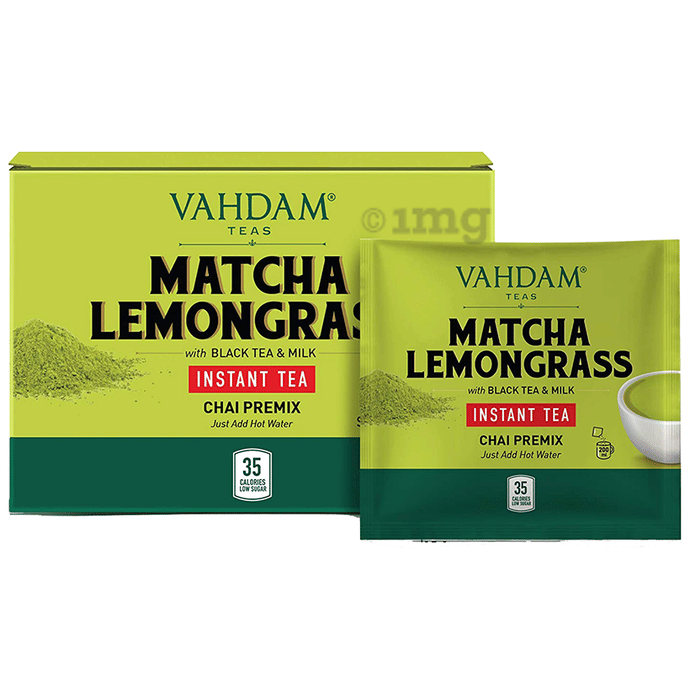 Vahdam Teas Instant Tea Chai Premix Sachet (8gm Each) Matcha Lemongrass