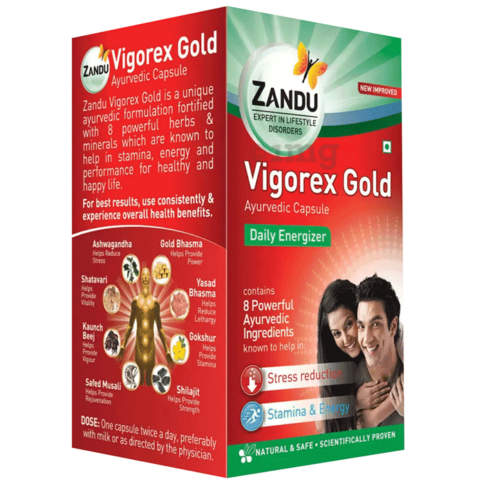 Zandu Vigorex Gold Capsule | Manages Stress & Builds Energy & Stamina