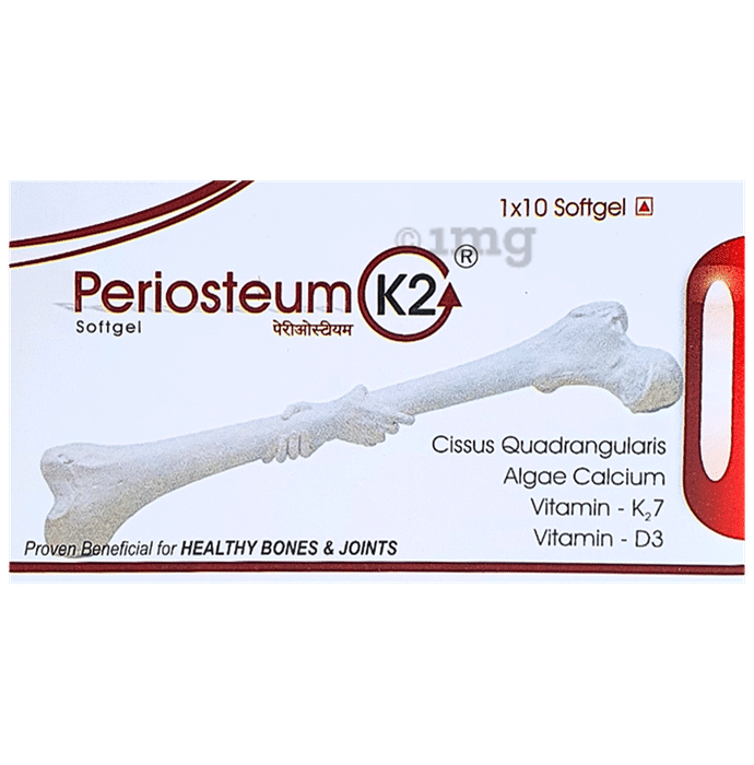 Periosteum K2- Joint & Bone Health Supplement , Cissus Quadrangularis (Hadjod) with Algae Calcium , Vitamin D3 , Vitamin K2 Soft Gelatin Capsule