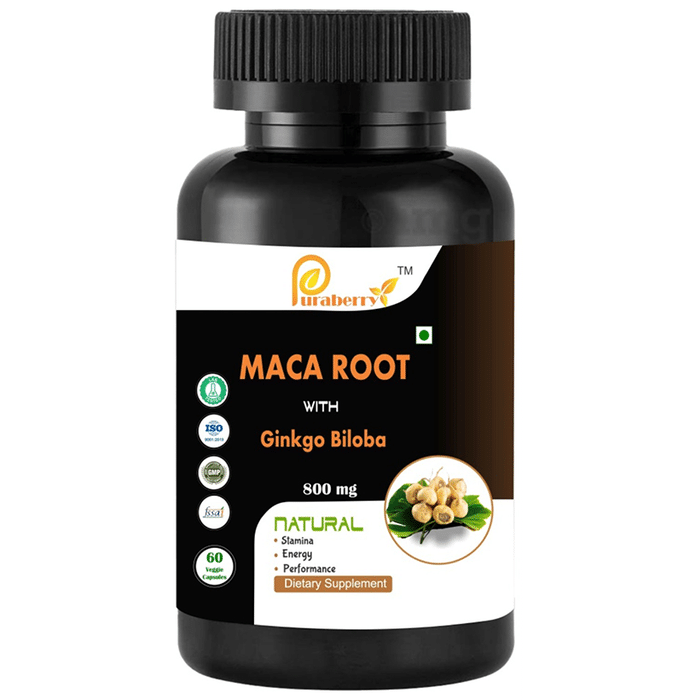 Puraberry Maca Root with Ginkgo Biloba 800mg Veggie Capsule