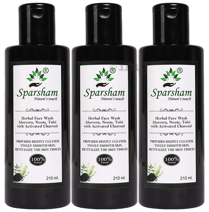 Sparsham Aloevera, Neem, Tulsi with Activated Charcoal Herbal Face Wash (210ml)