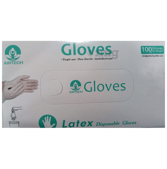 RPM Airtech Latex Disposable Examination Gloves (100 Each) Medium