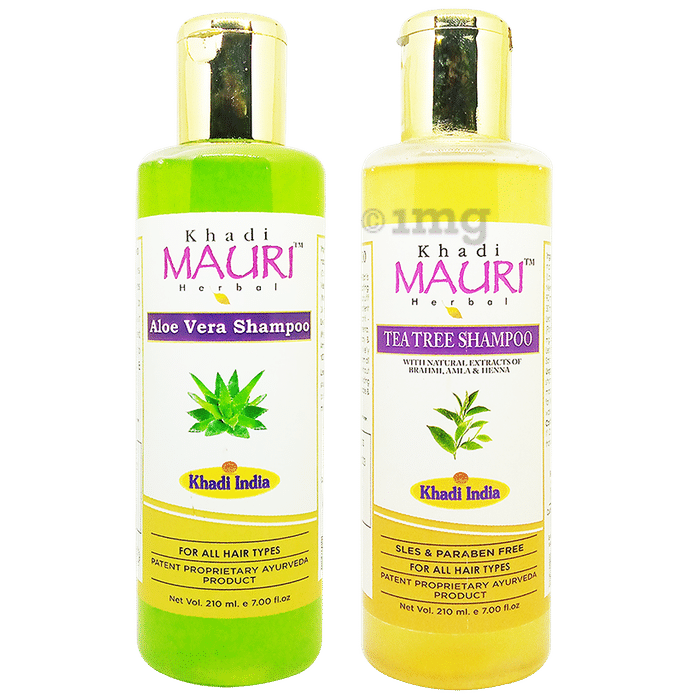 Khadi Mauri Herbal Combo Pack of Aloe Vera & Tea Tree Shampoo (210ml Each)