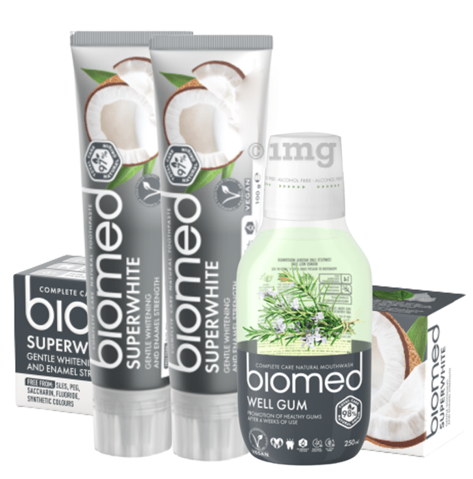 Biomed Complete Care Natural Toothpaste (100gm Each) Superwhite Buy 2 Get 1 Biomed Well Gum Mouthwash Free