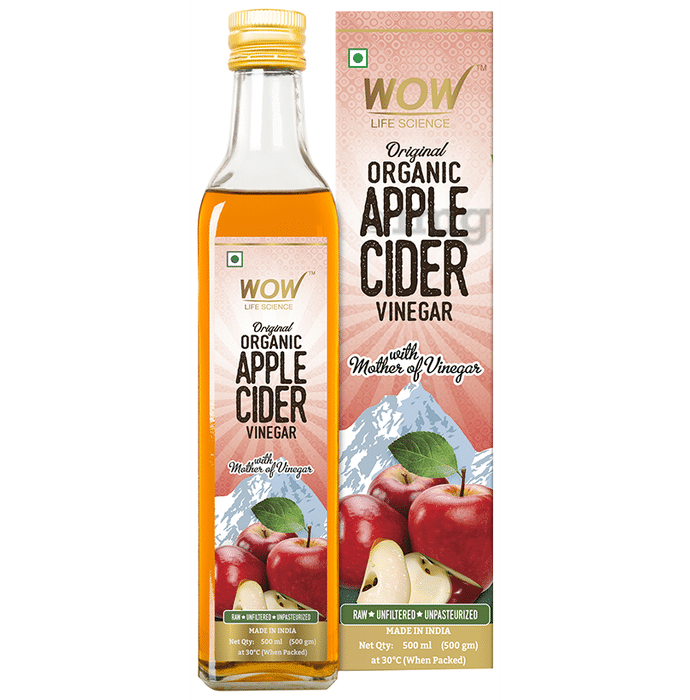 WOW Life Science Organic Apple Cider Vinegar ACV with The Mother | Raw, Unfiltered & Unpasteurized