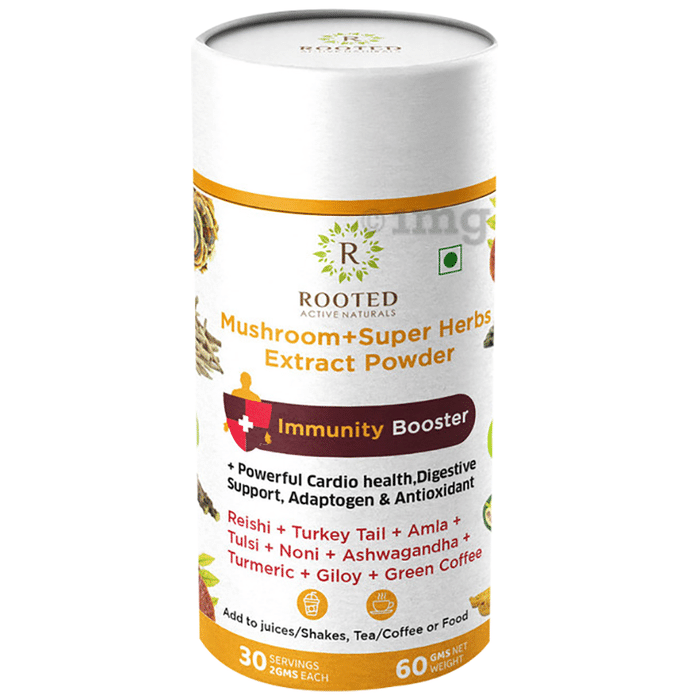 Rooted Active Naturals Immunity Booster Mushroom+Super Herbs Extract Powder