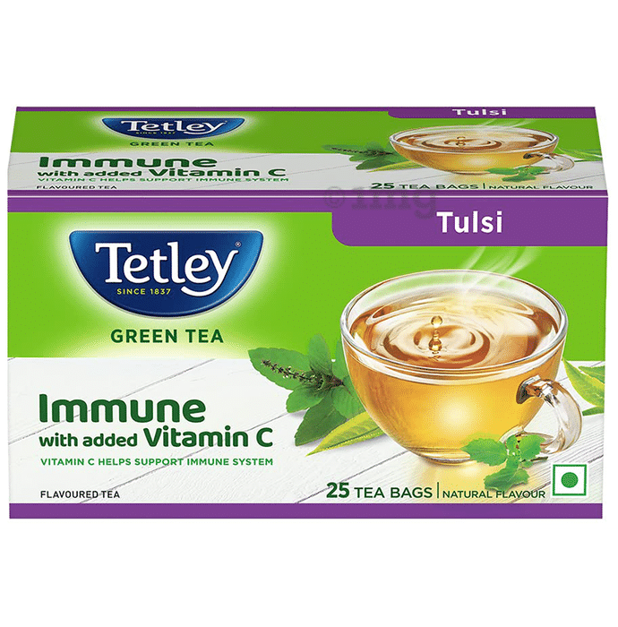 Tetley Green Tea Immune with added Vitamin C Tea Bag (1.2gm Each) Tulsi