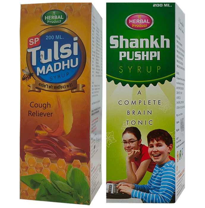 S.P Pharmaceuticals Combo Pack of Shankhpushpi Syrup & Tulsi Madhu Syrup (200ml Each)
