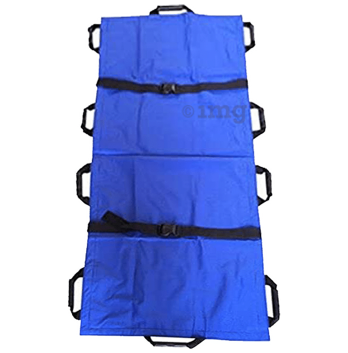 Healthcave Premium Foldable Soft Stretcher Blue for Carrying Patients with 10 handles and Buckle Strap