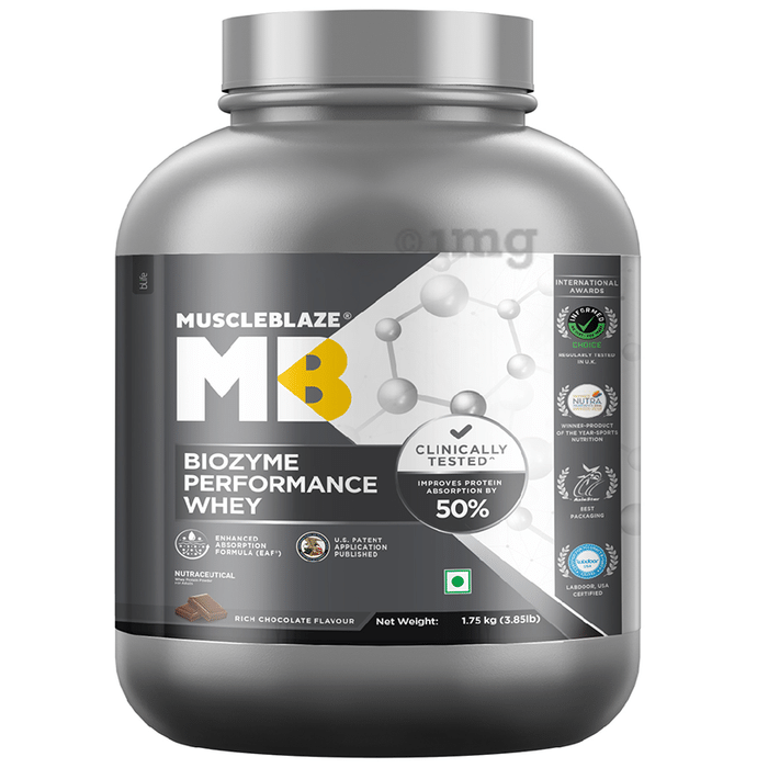 MuscleBlaze MuscleBlaze Biozyme Performance Whey Protein | For Muscle Gain | Improves Protein Absorption | Nutrition Care Powder Rich Chocolate