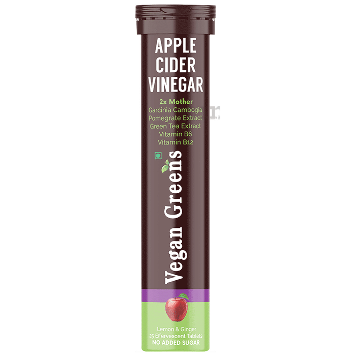 Vegan Greens  Apple Cider Vinegar  Effervescent Tablet (25 Each) Lemon and Ginger