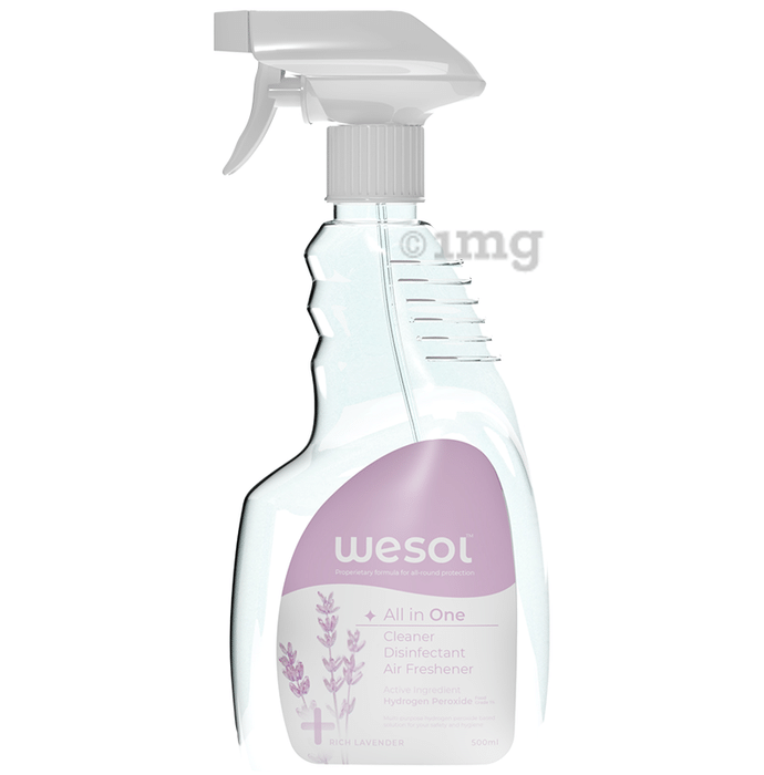 Wesol Food Grade Hydrogen Peroxide 1% All in One Multi Surface Cleaner Liquid, Disinfectant and Air Freshner Spray (500ml Each) Fresh Lavender