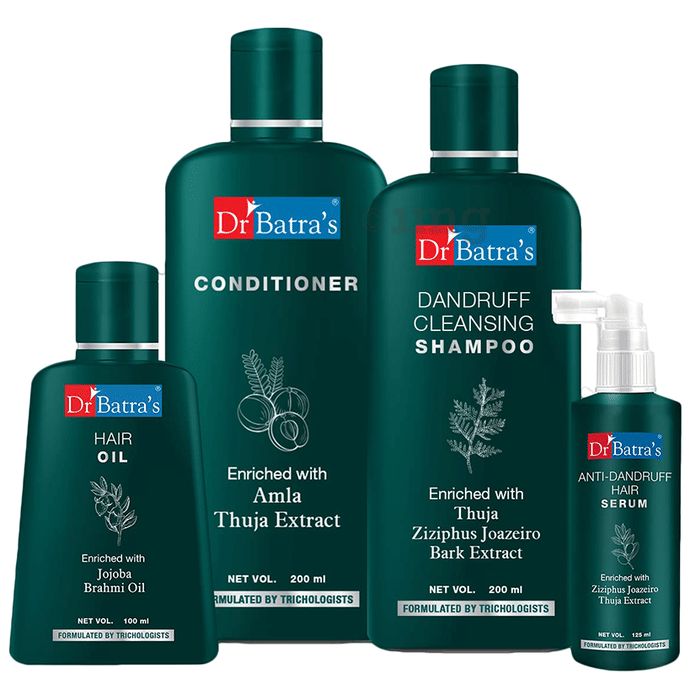 Dr Batra's Combo Pack of Anti-Dandruff Hair Serum 125ml, Hair Oil 100ml, Conditioner 200ml and Dandruff Cleansing Shampoo 200ml