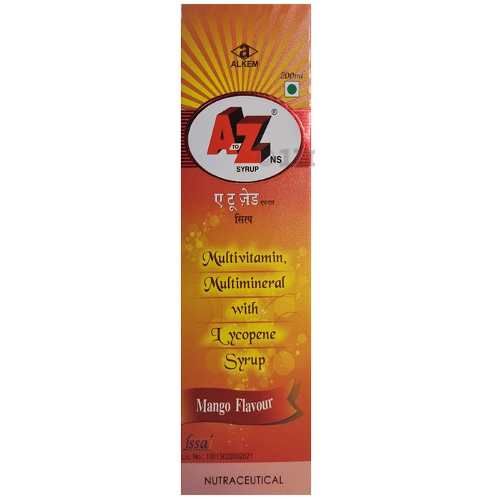 A to Z NS+ Multivitamin Syrup for Kids & Adults – Lysine & Vitamin C for Growth, Immunity & Energy | Flavor Mango