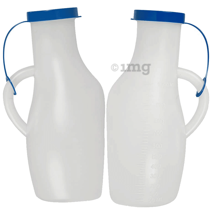 Carent Portable & Safe Plastic Urine Collector Pot with Cap for Male (1000ml Each)