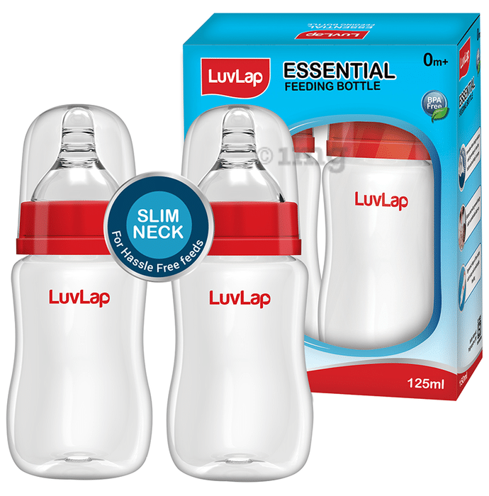 LuvLap Essential Feeding Bottle Slim Neck 0m+ (125ml Each)