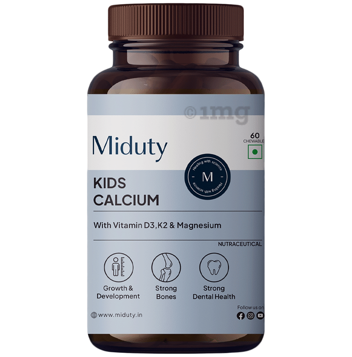 Miduty Kids Calcium-Vitamin D3 Strong Bones-Immunity Support Chewable Tablet