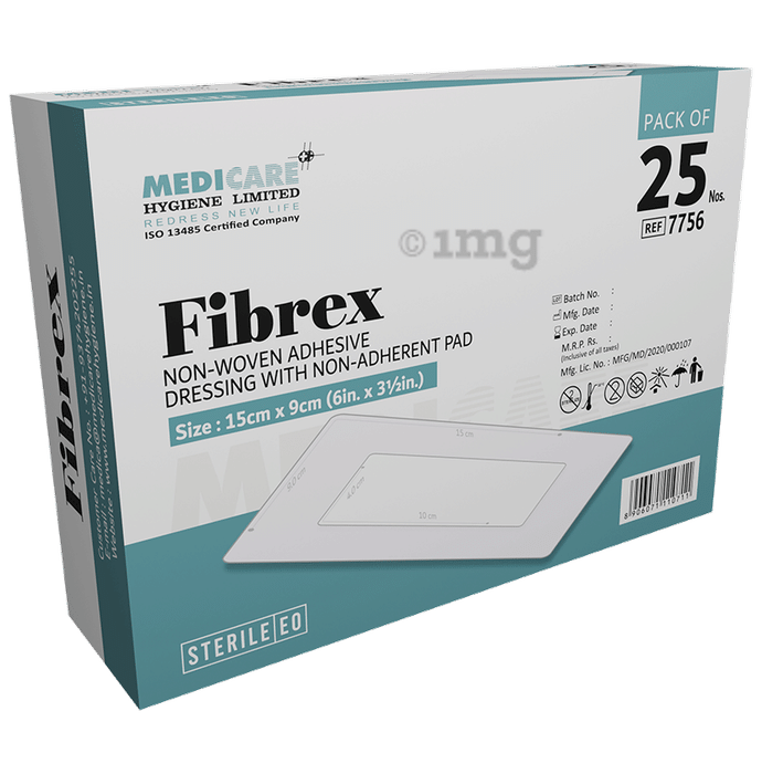 Medica Fibrex Non-Woven Adhesive Dressing With Non-Adherent Pad 9cmX15cm