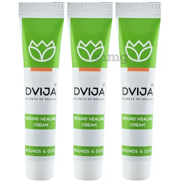 Dvija Ayurvedic Wound Healing Cream 2X Faster Healing - Cuts & Wounds, Bedsores, Foot Ulcers(30gm Each)