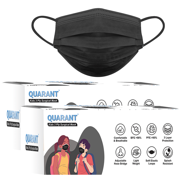Quarant Kids 3 Ply Surgical Mask (50 Each) Black