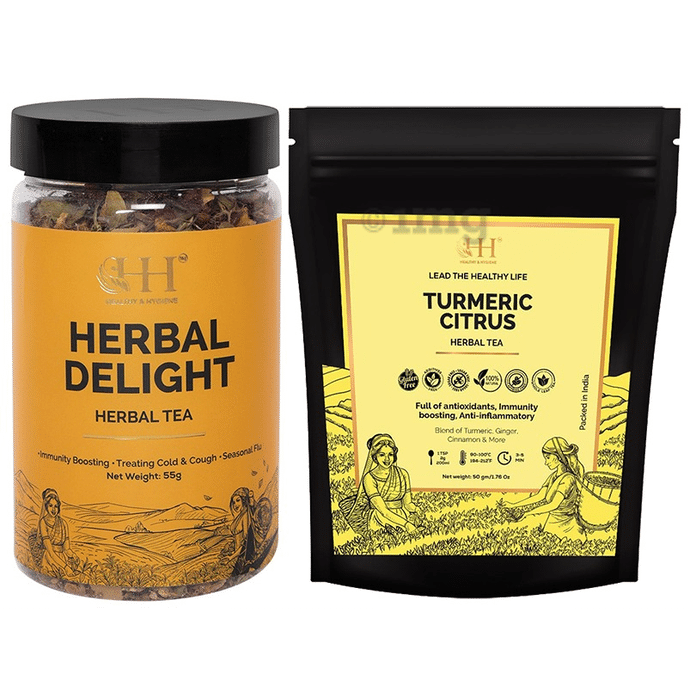 Healthy & Hygiene Combo Pack of Herbal Delight Herbal Tea 55gm & Turmeric Citrus Herbal Tea 50gm
