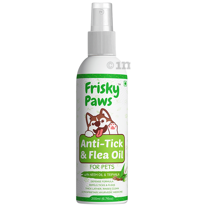Frisky Paws Anti-Tick & Flea Oil for Pets with Neem Oil & Triphala (200ml Each)