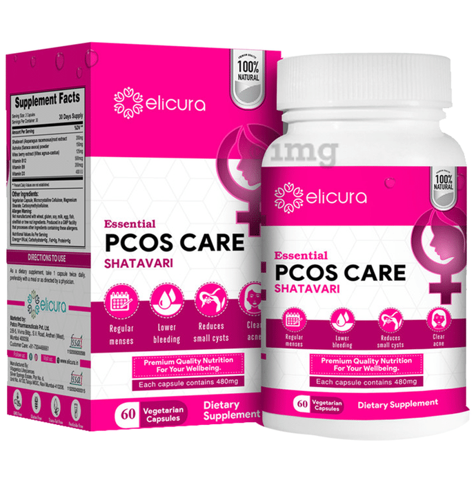 Elicura Essential PCOS Care Shatavari Vegetarian Capsule
