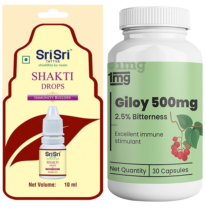 Combo Pack of Sri Sri Tattva Shakti Drop 10ml & 1mg Giloy 500mg 30 Capsule
