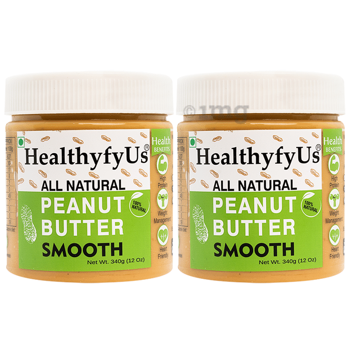 Healthyfy Us All Natural Peanut Buttter (340gm Each) Smooth