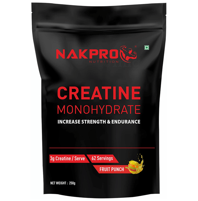 Nakpro Nutrition Creatine Monohydrate for Strength & Endurance | Flavour Powder Fruit Punch