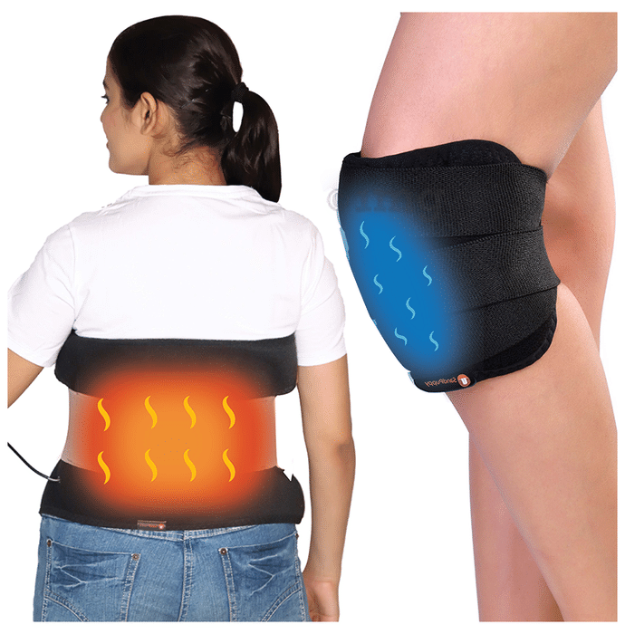 SandPuppy Combo Pack of Coldstrap Cold Compression Therapy Black & Heatwrap Flexible Heat Therapy