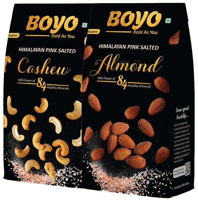 Boyo Combo Pack of Himalayan Pink Salted Cashew & Himalayan Pink Salted Almond (200gm Each)