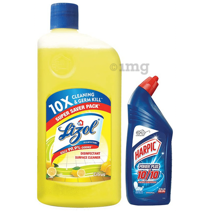 Lizol Disinfectant Surface Cleaner Citrus with 200ml Harpic Free