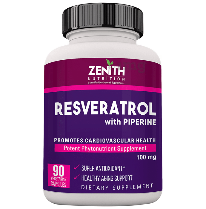 Zenith Nutrition Resveratrol with Piperine 100mg Vegetarian Capsule