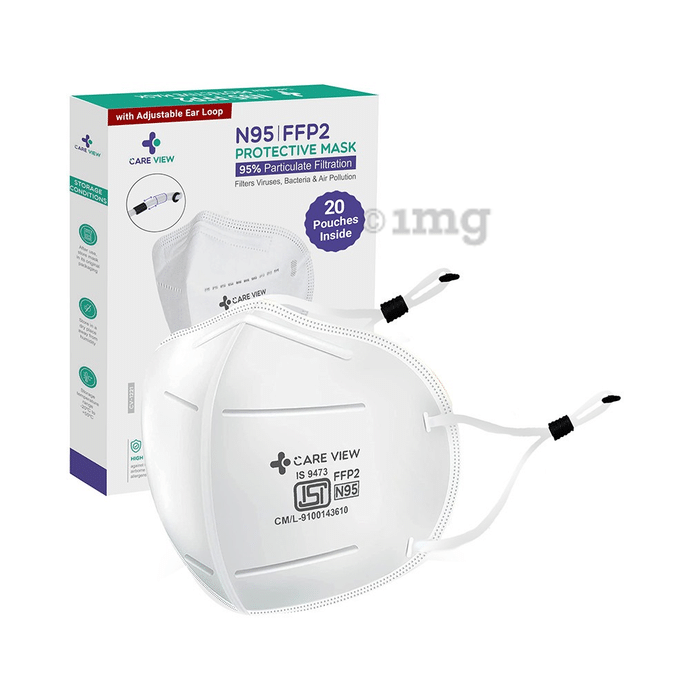 Care View CV1221 N95 FFP2 with Adjustable Ear Loop Protective Mask White