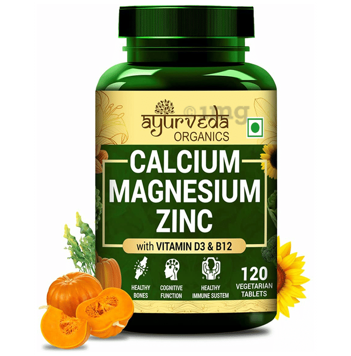 Ayurveda Organics Calcium Magnesium Zinc with Vitamin D3 & B12 Vegetarian Tablet