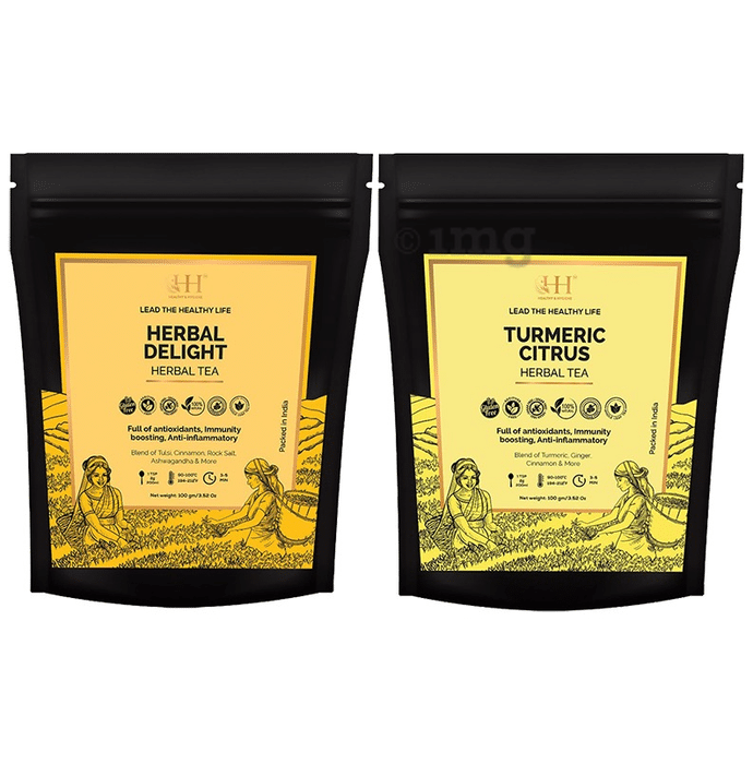 Healthy & Hygiene Combo Pack of Herbal Delight Herbal Tea & Turmeric Citrus Herbal Tea (100gm Each)