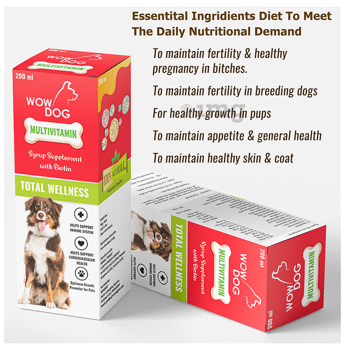 Wow Dog Multivitamin Syurp Supplement with Biotin: Buy bottle of 200 ml Syrup at best price in India | 1mg Wow Dog Multivitamin Syurp Supplement with Biotin: Buy bottle of 200 ml Syrup at best price in India | 1mg