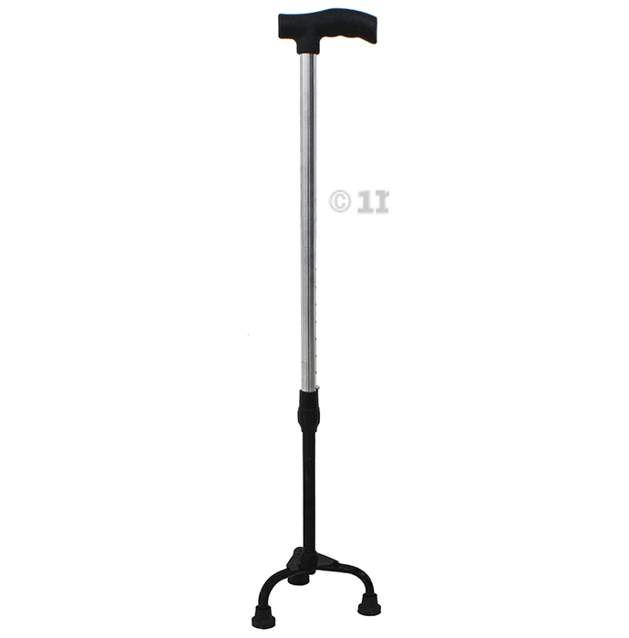 Fidelis Healthcare Mild Steel Adjustable Walking Stick 3 Leg with Metal Base Black
