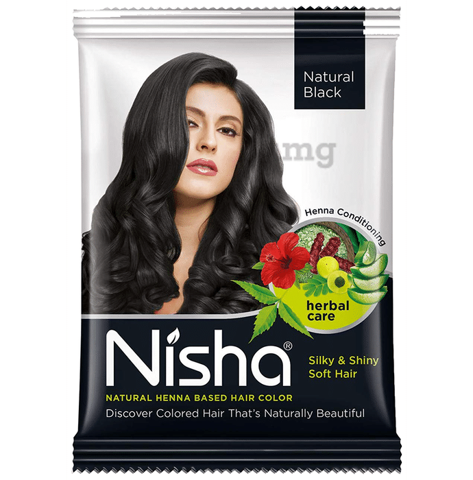 Nisha Natural Henna Based Hair Color Natural Black Pack of 10