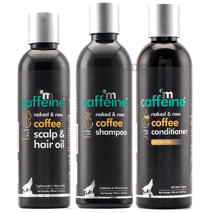 mCaffeine Coffee Hair Spa & Hair Fall Control Kit (Scalp Hair Oil 200ml, Shampoo 250ml & Conditioner 250ml)
