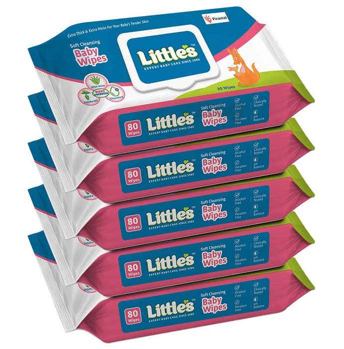 Little's Soft Cleansing Baby Wipes with Lid (80 Each)