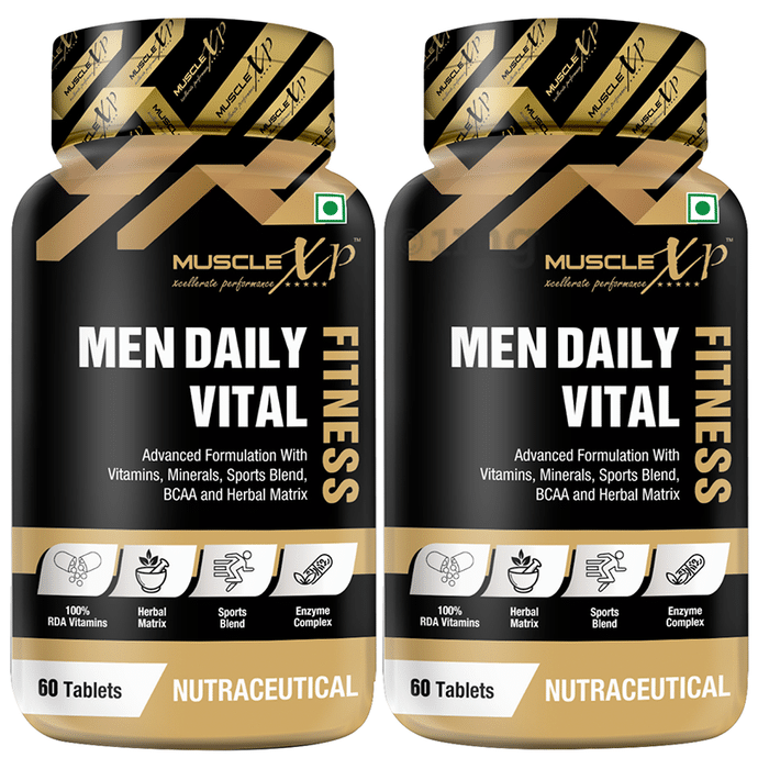 MuscleXP Men Daily Vital Fitness Advanced Formulation with Vitamins, Minerals, Sports Blend, BCAA and Herbal Matrix Tablet (60 Each)