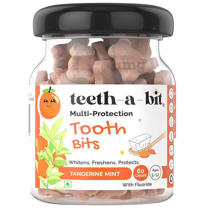 Teeth-A-Bit Multi-Protection Tooth Bits with Fluoride (Ages 5 to 12 Yrs) Tangerine Mint