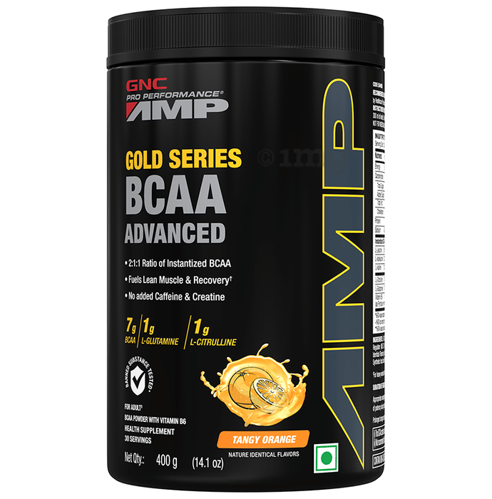 GNC Pro Performance AMP Gold Series BCAA Advanced | For Lean Muscles & Recovery | Flavour Tangy Orange