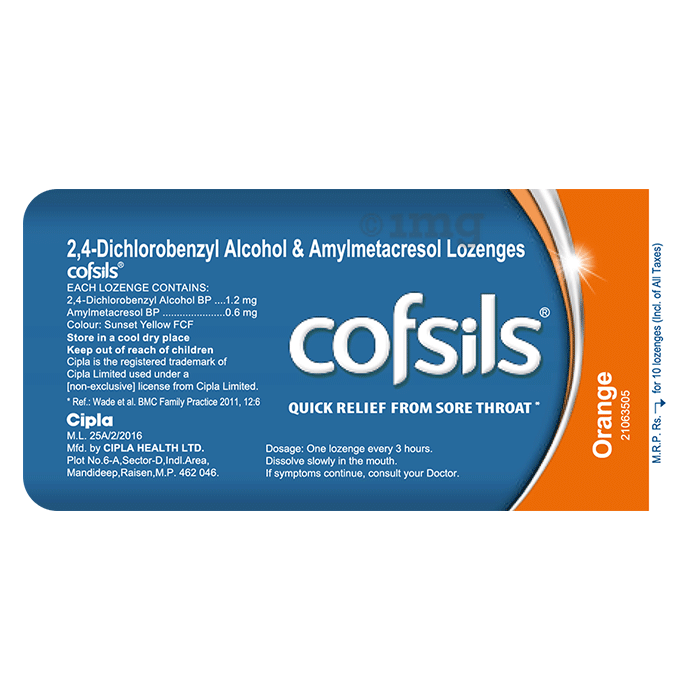 Cofsils Lozenges for Quick Relief from Sore Throat Orange