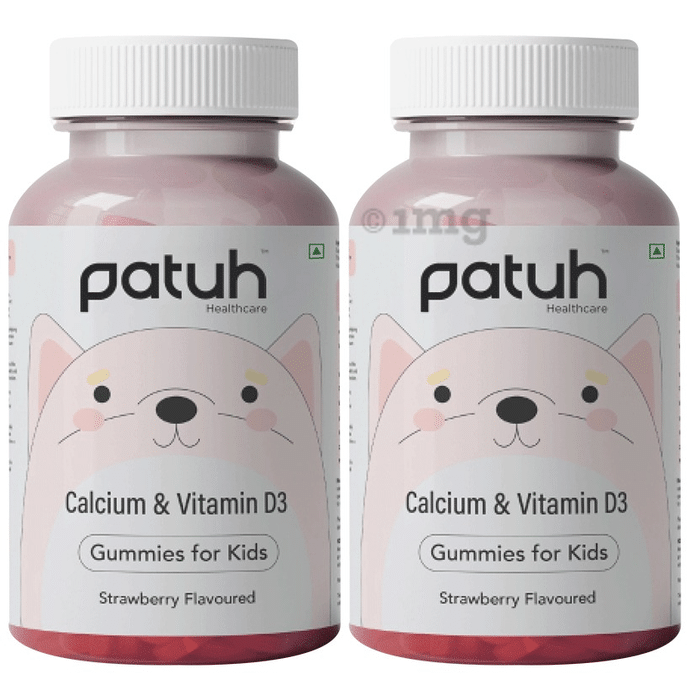 Patuh Healthcare Calcium & Vitamin D3 Gummies for Kids (30 Each) Strawberry